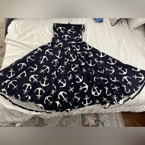 Strapless navy blue anchor dress convertible skirt